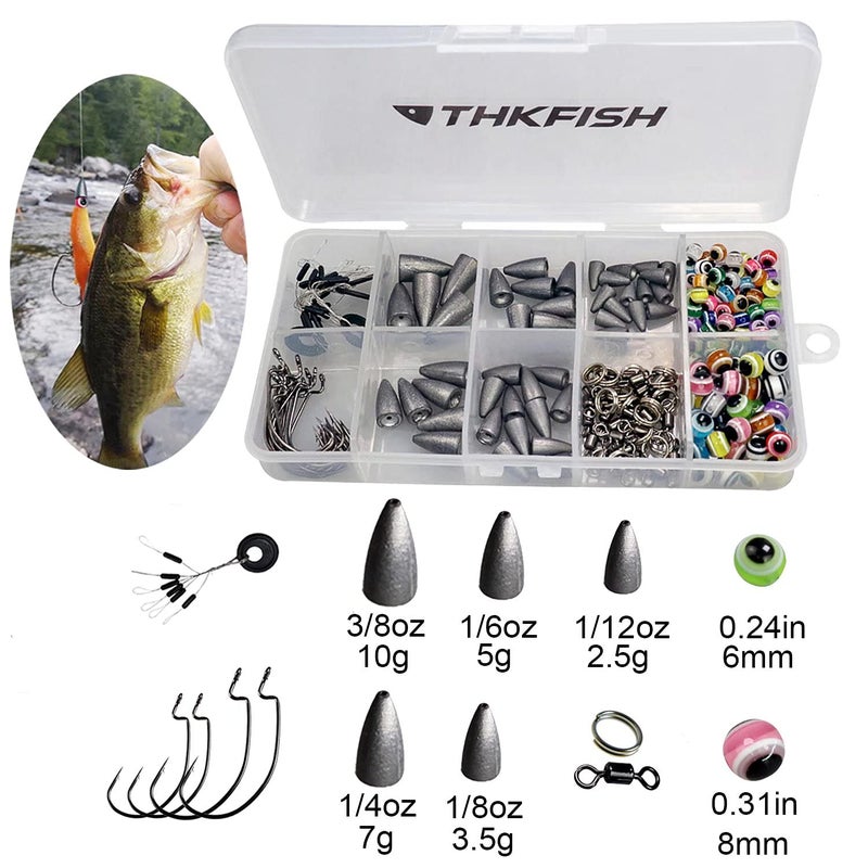 THKFISH Fishing Weights Sinkers Fishing Beads Bullet Sinkers Carolina Rig Texas Rig Kit Fishing Accessories Kit 219pcs - Image 2